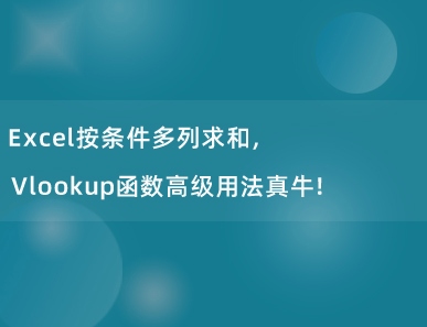 Excel按条件多列求和，Vlookup函数高级用法真牛！